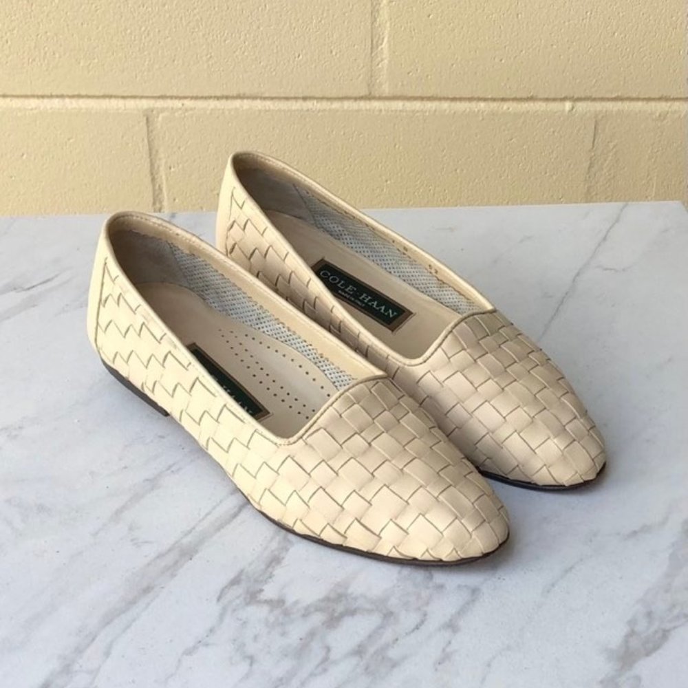 Cole Haan Women's Weave Leather Loafers.Italy